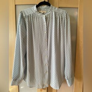 Ann Taylor LOFT Button down collarless blouse M